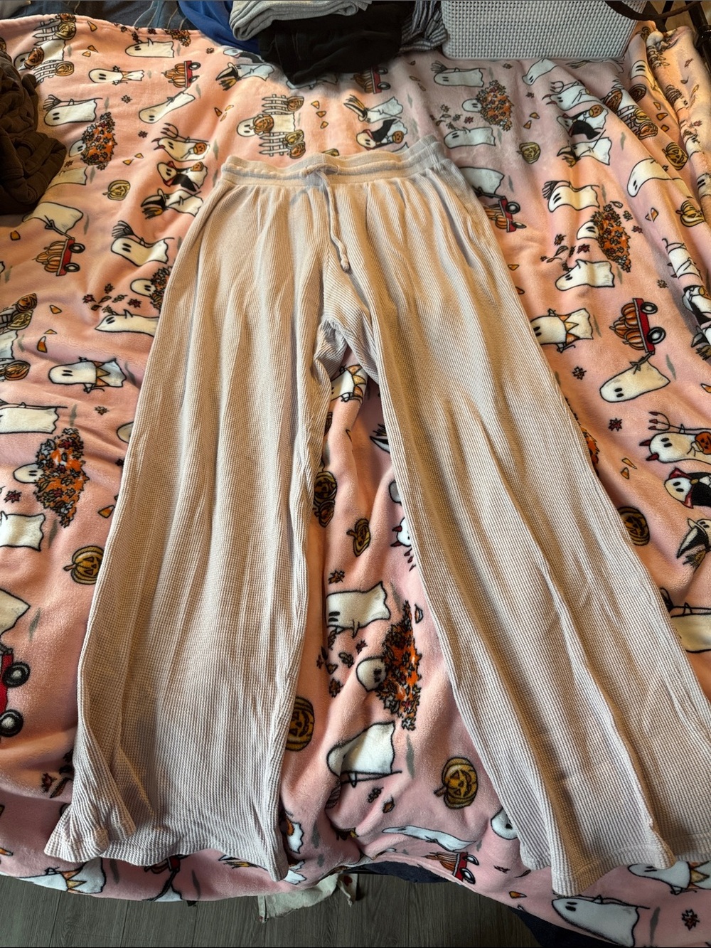 Light pink Wide-Leg Knit Lounge Pants